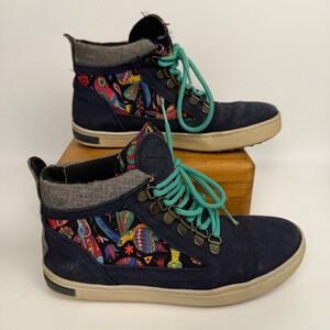 INKKAS Womens 7 Zocalo Vegan Camping Sneakers Blue Bird High Top Teal Lace Up